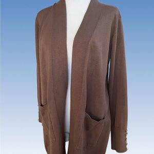 Elegant Brown Women's Cardigan with Button Accents